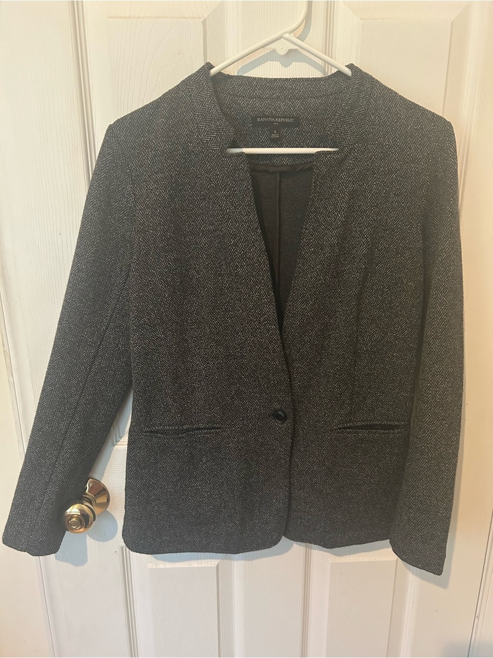 Banana Republic Women's Brown Herringbone Single-Button Blazer